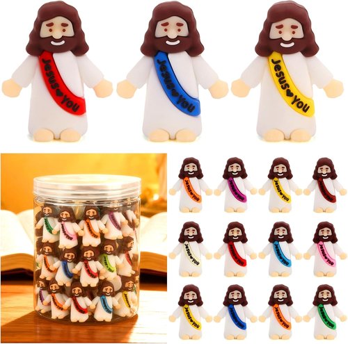Fyjous Easter Egg Fillers - 90 Pack Mini Jesus Figurines for Basket Stuffers | Perfect for Hide and Seek