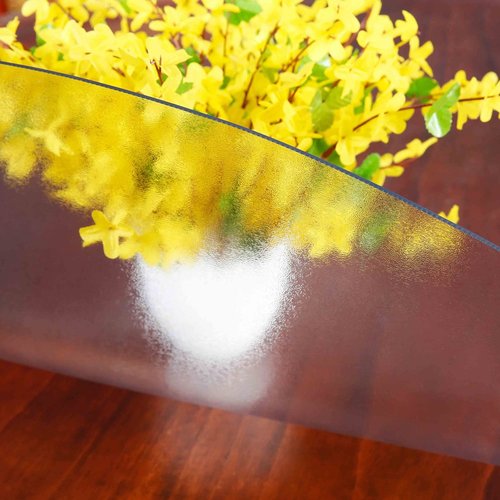 NECAUX 54 Inch Round Frosted Table Cover Protector, 2mm Thick Upgraded Version, Unshrinkable Non-Slip Waterproof Oil Proof Tablecloth Protector for Glass Wood Grain Dining Room Table Trainning Table