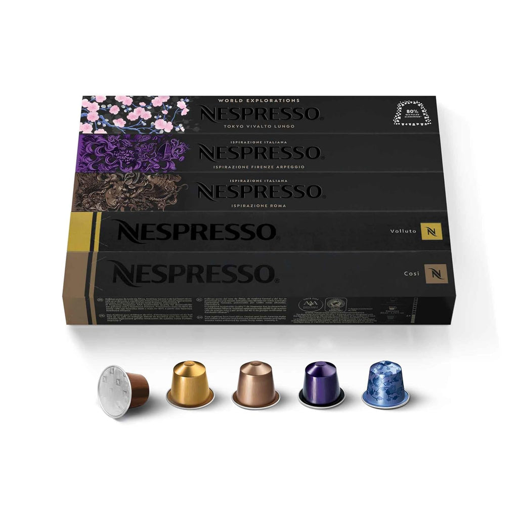 Nespresso Ispirazione Variety Pack - 50 Count Espresso Coffee Pods | Mild, Medium & Dark Roast