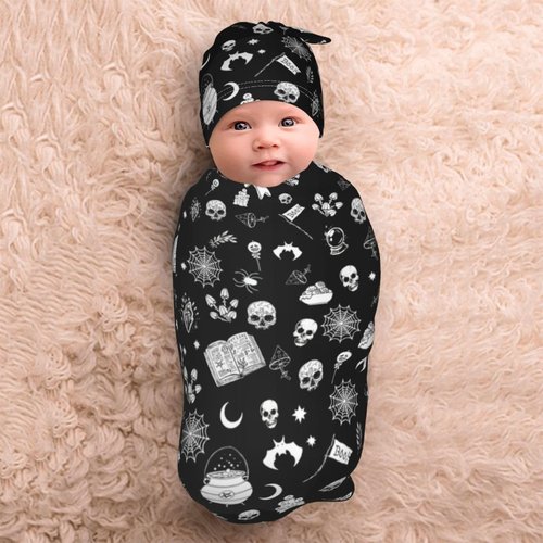 Jarverce Goth Swaddle Blanket, Soft Swaddling Blanket Baby Clothes, Gothic Baby Stuff