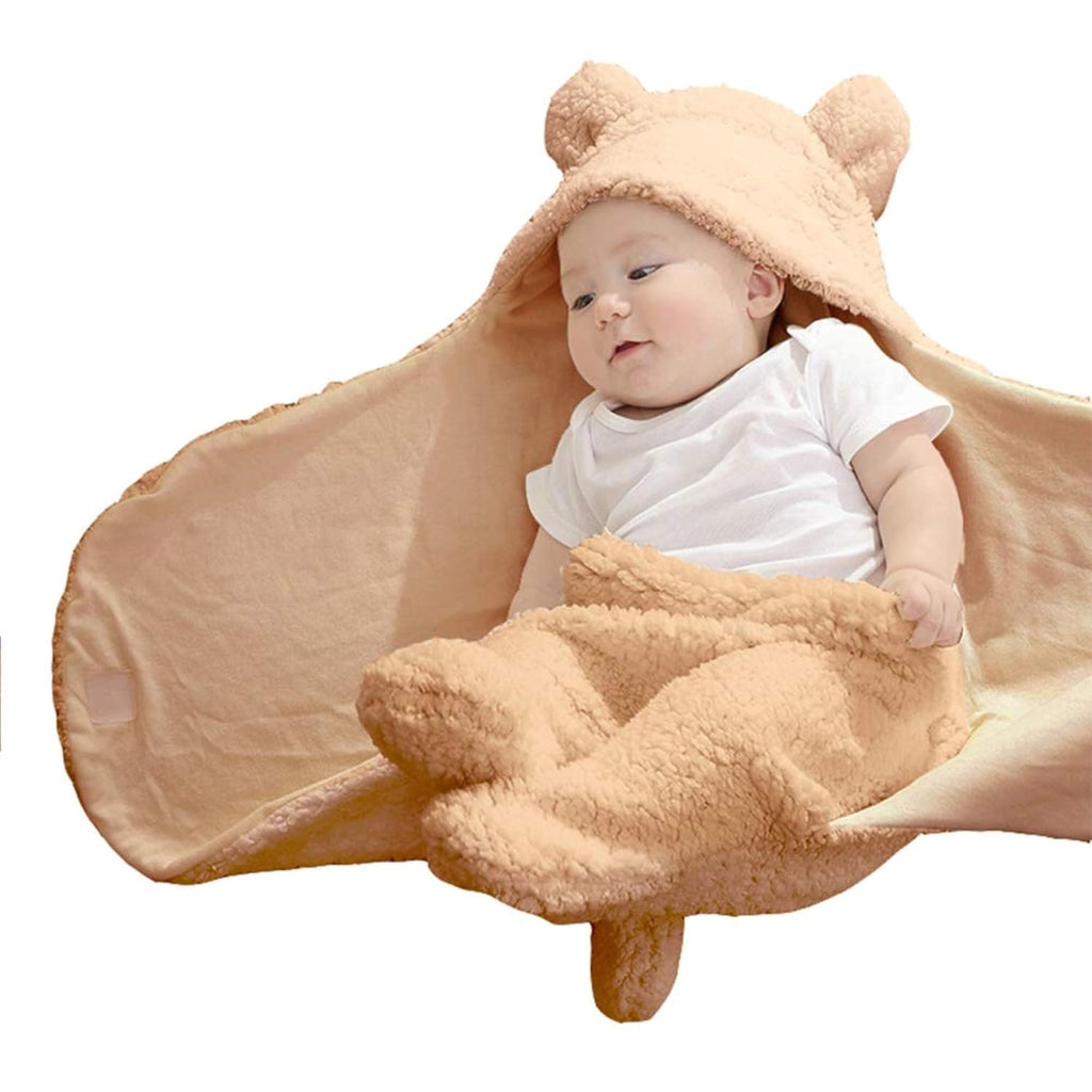 XMWEALTHY Plush Swaddle Blanket for Newborns | Soft Brown Baby Blanket for Comfort