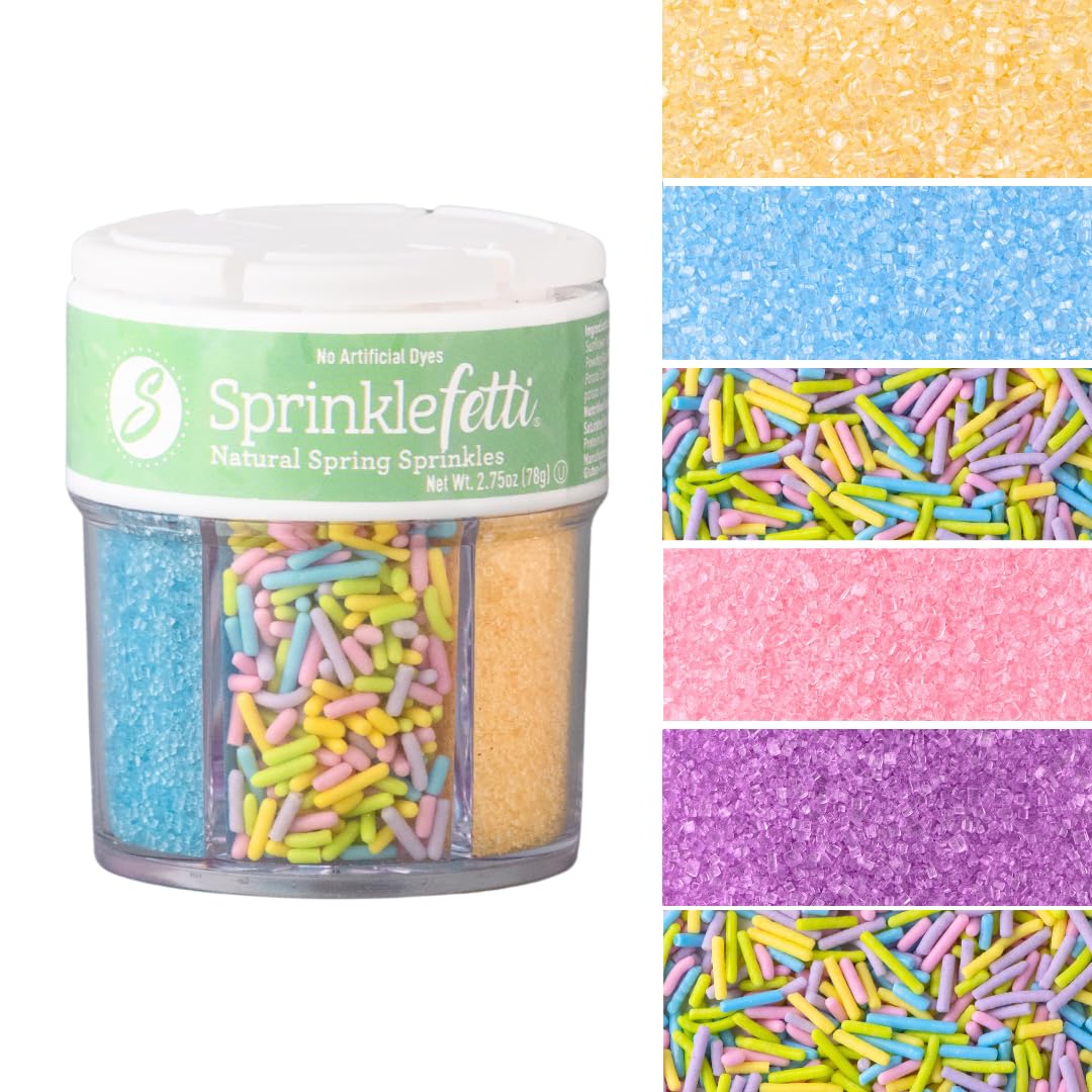 Sweets Indeed Dye-Free Pastel Sprinkles - Vibrant Yellow, Blue, Purple & Pink | 2.75 Ounces Edible Cake Decorations