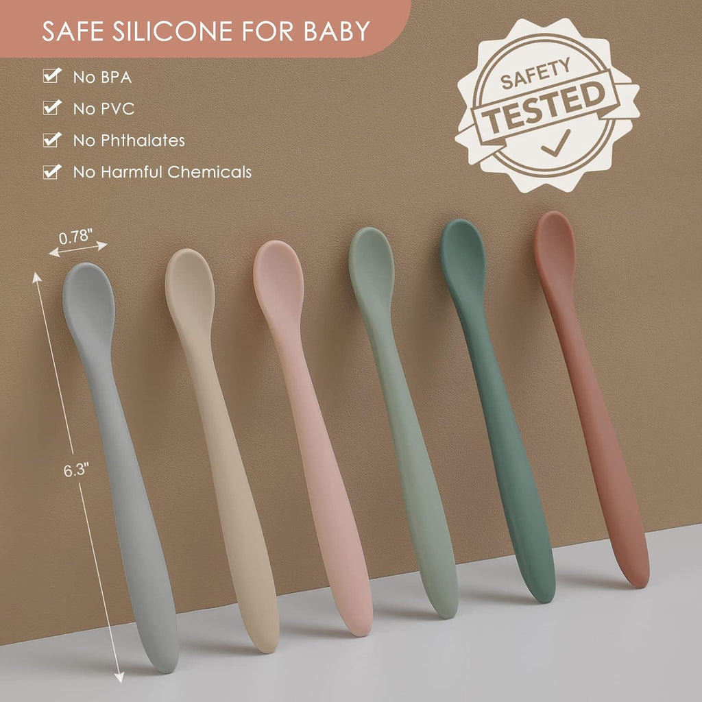 Skiennix 6-Piece Silicone Baby Feeding Spoons - Soft-Tip Infant Utensils | Dishwasher Safe & Boil-Proof