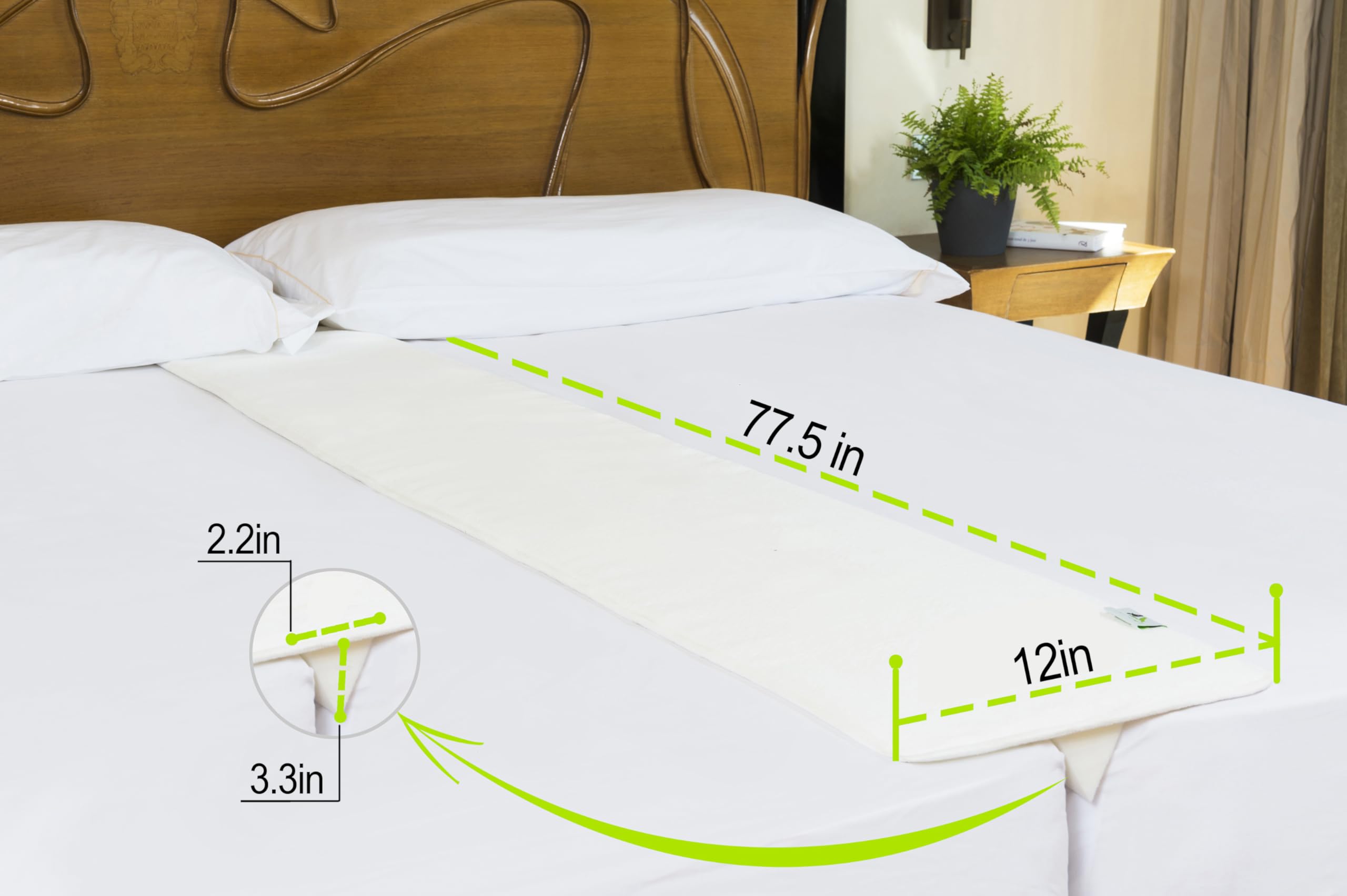 Insieme 12 x77 inch Bed Bridge Twin to King - Split King Gap Filler for Adjustable Bed - Hypoallergenic Fabric - White, Thin and Strapless