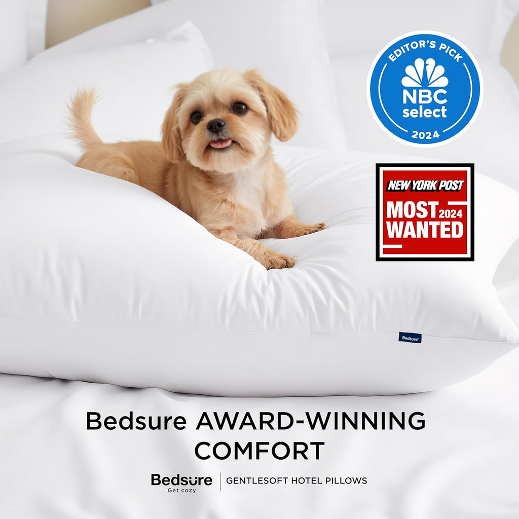 Bedsure Queen Size Pillows Set of 2 - Soft Down Alternative Hotel Collection for All Sleepers | 28"x19", White