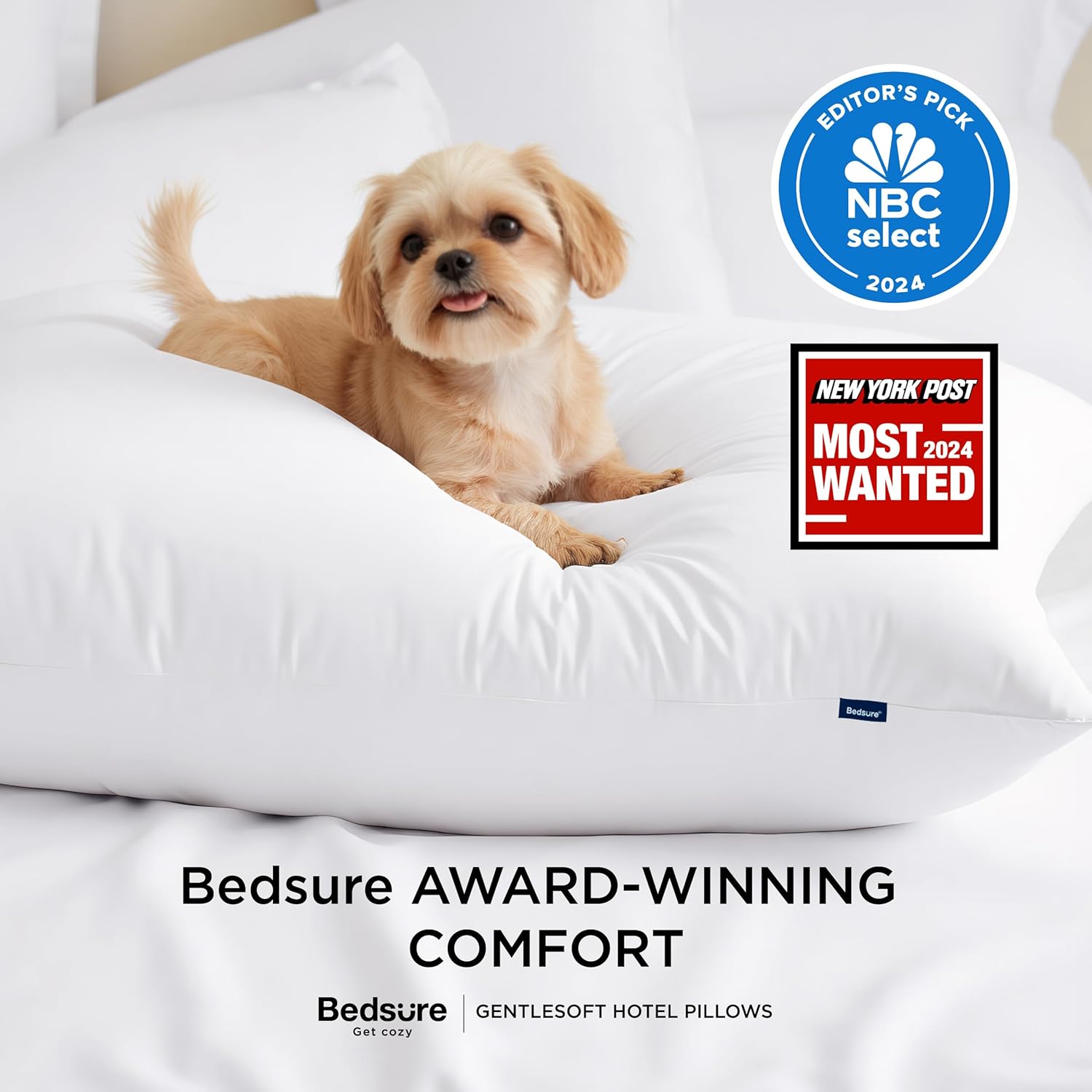 Bedsure Queen Size Pillows Set of 2 - Soft Down Alternative Hotel Collection for All Sleepers | 28"x19", White