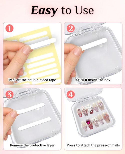 Gaahkai 16PCS Press on Nail Boxes, Nail Cases for Press Ons with Adhesive Double Sided Tape