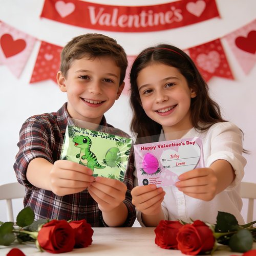 Motiloo 30 Pcs Valentines Day Gifts for Kids School with Dinosaur Egg Hatching Card Bulk - Funny Dino Egg Valentine Classroom School Exchange Cards for Boys Girls Party Favors