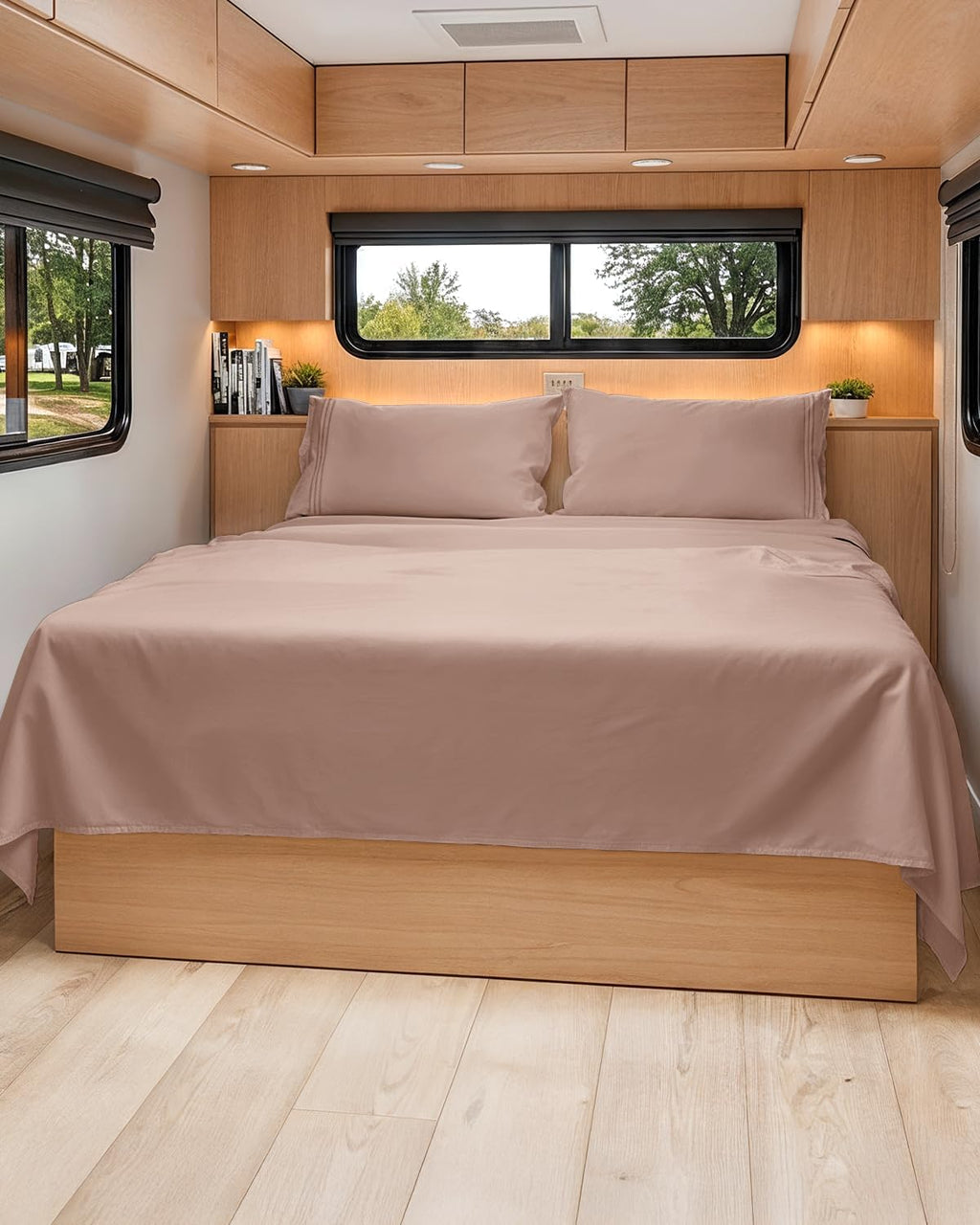 RV Short Queen Sheet Set - Soft, Breathable & Cooling 4-Piece Bedding for Trailers | Fits 8” to 12” Mattresses - Mauve