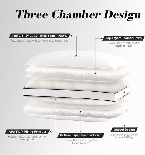 DOWNSTORIA King Size Feather Down Pillows - Luxury Hotel Collection, Soft & Fluffy for Side/Back Sleepers, 20x36 in.