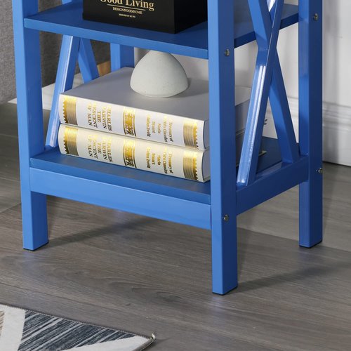 VECELO Side/End Table with Storage Shelf Nightstands for Children's Living Room Bedroom Office, Set of 2, Dark Blue