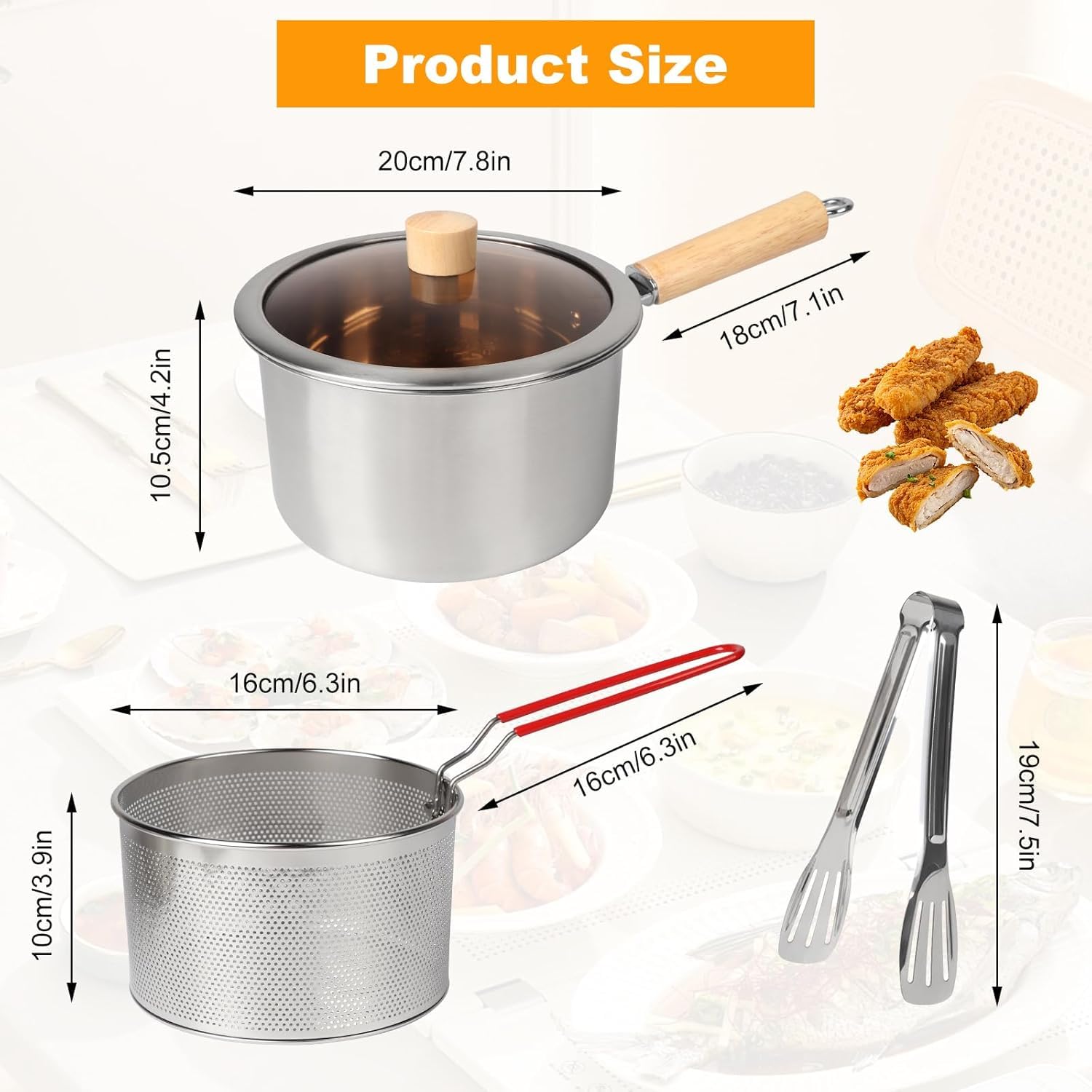Small Stainless Steel Deep Fryer Pot With Fry Basket for 1-2 person, 2.5L Small Capacity Deep Fryer with Lid, Stock Pot,Stove Top Cooking Pot Deep Fryer With Basket For Cooking Chicken Wings, Seafood