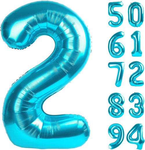 Blue Number 2 Balloon - 40 Inch Birthday Decoration for Second Birthday Party Supplies