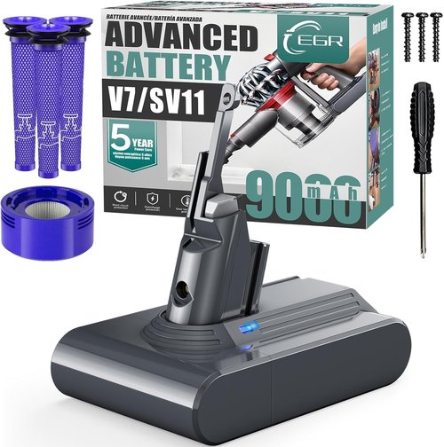 EGR Advanced 9000mAh V7 Battery Replacement - Compatible with Dyson SV11 V7 Models | Powerful HEPA Vacuum Cleaner Upgrade
