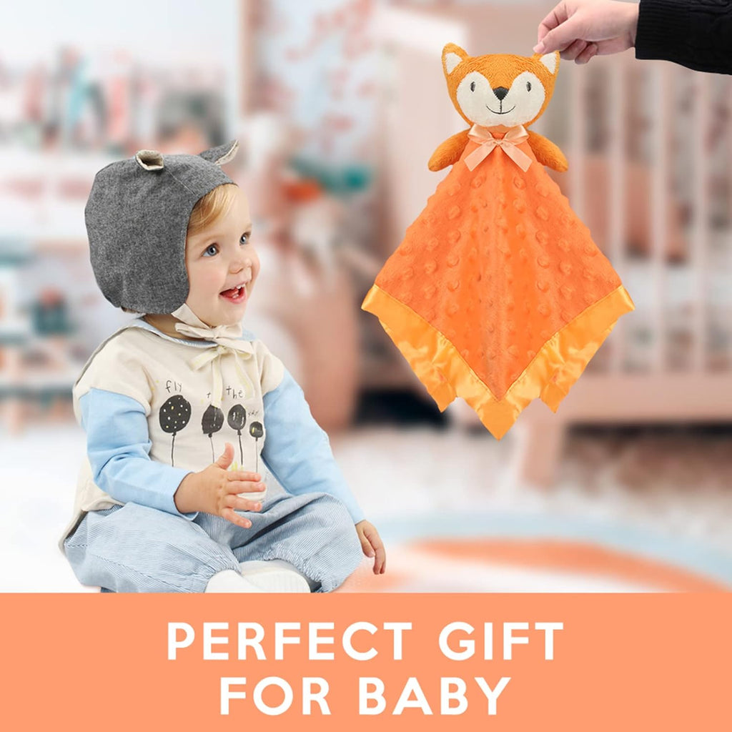 Pro Goleem Fox Security Blanket - Soft Orange Baby Lovey for Newborns & Toddlers | 16 Inch Snuggle Toy