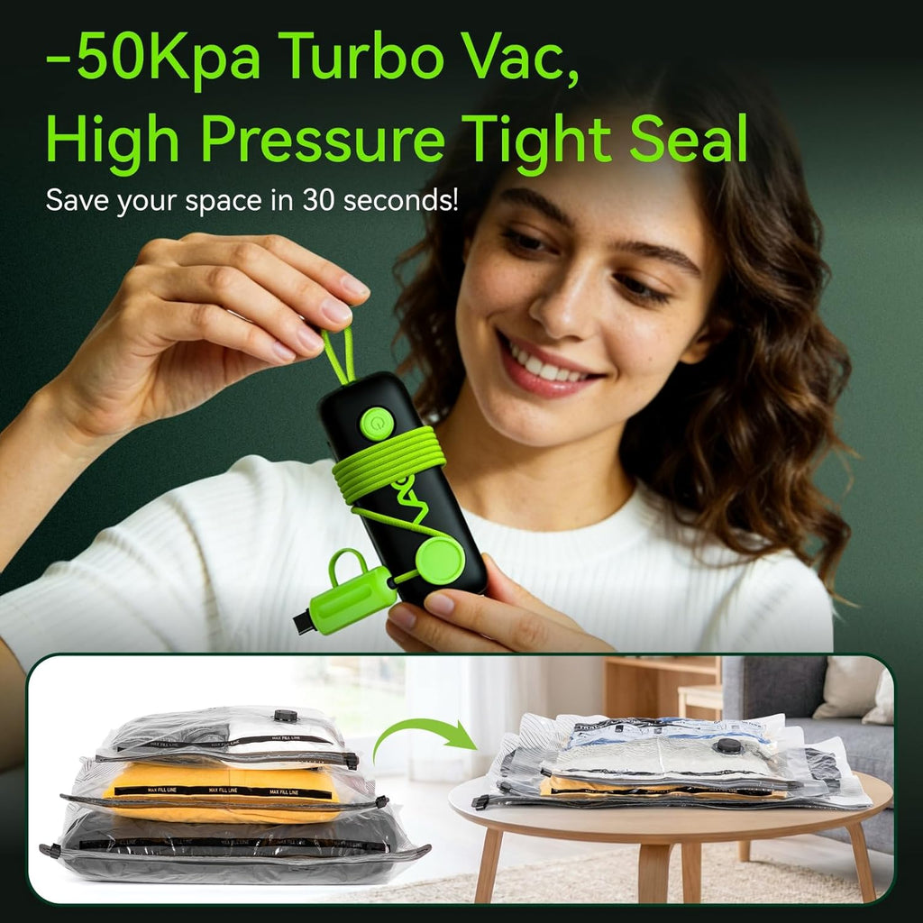 Skiennix Vacuum Bags for Travel - 18 Pack USB Electric Pump Seal Bags | Space Saver for Luggage