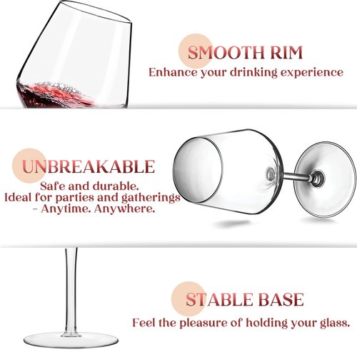crayline Plastic Wine Glasses Set of 6(15oz) |Unbreakable Wine Glasses with Stem|100% Tritan & BPA Free |Dishwasher Safe| Awesome For Pool, Beach, Travel, Pool, Camping, Beach, Picnic, Everyday Use.