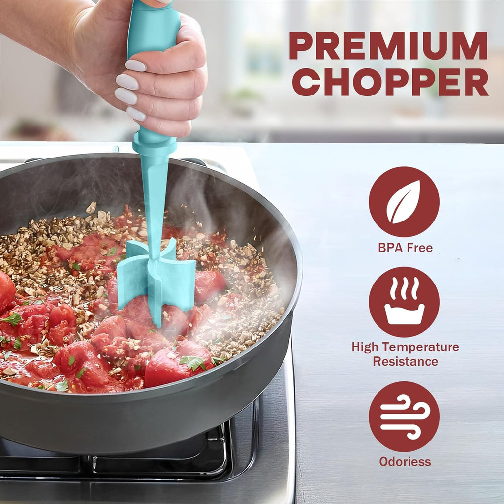 Upgrade Meat Chopper by [Brand Name] - Premium Heat Resistant Hamburger Smasher for Ground Beef & Turkey - Aqua
