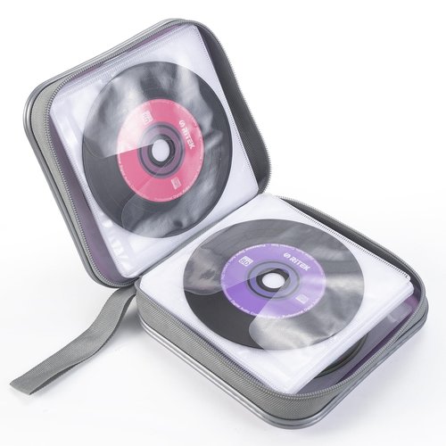 alavisxf xx 48 Capacity Hard Plastic DVD Case Portable Zipper CD Case Holder Large Storage Disc Wallet Bag for Car Home Travel (Lavender)