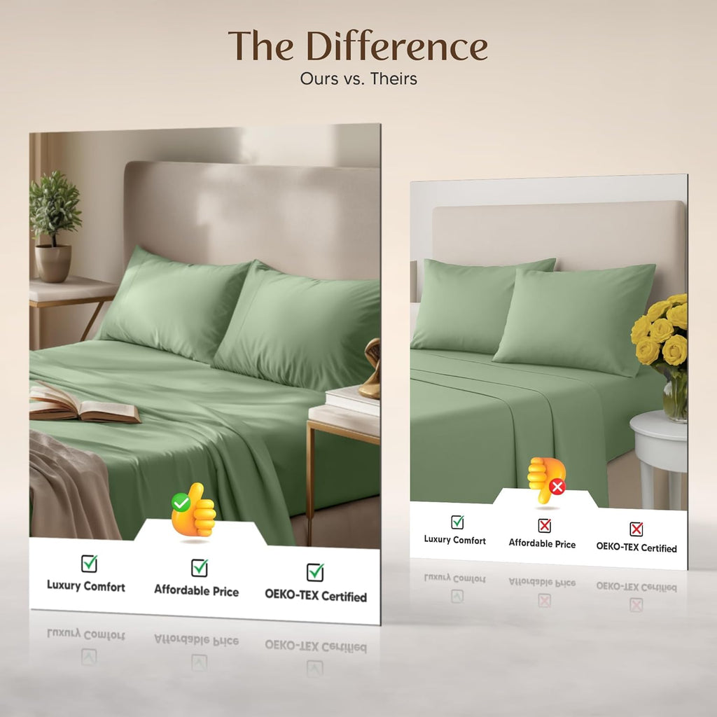 Utopia Bedding Full Sheet Set - Soft & Breathable 4-Piece Microfiber Bed Sheets for Full Size Bed | Sage