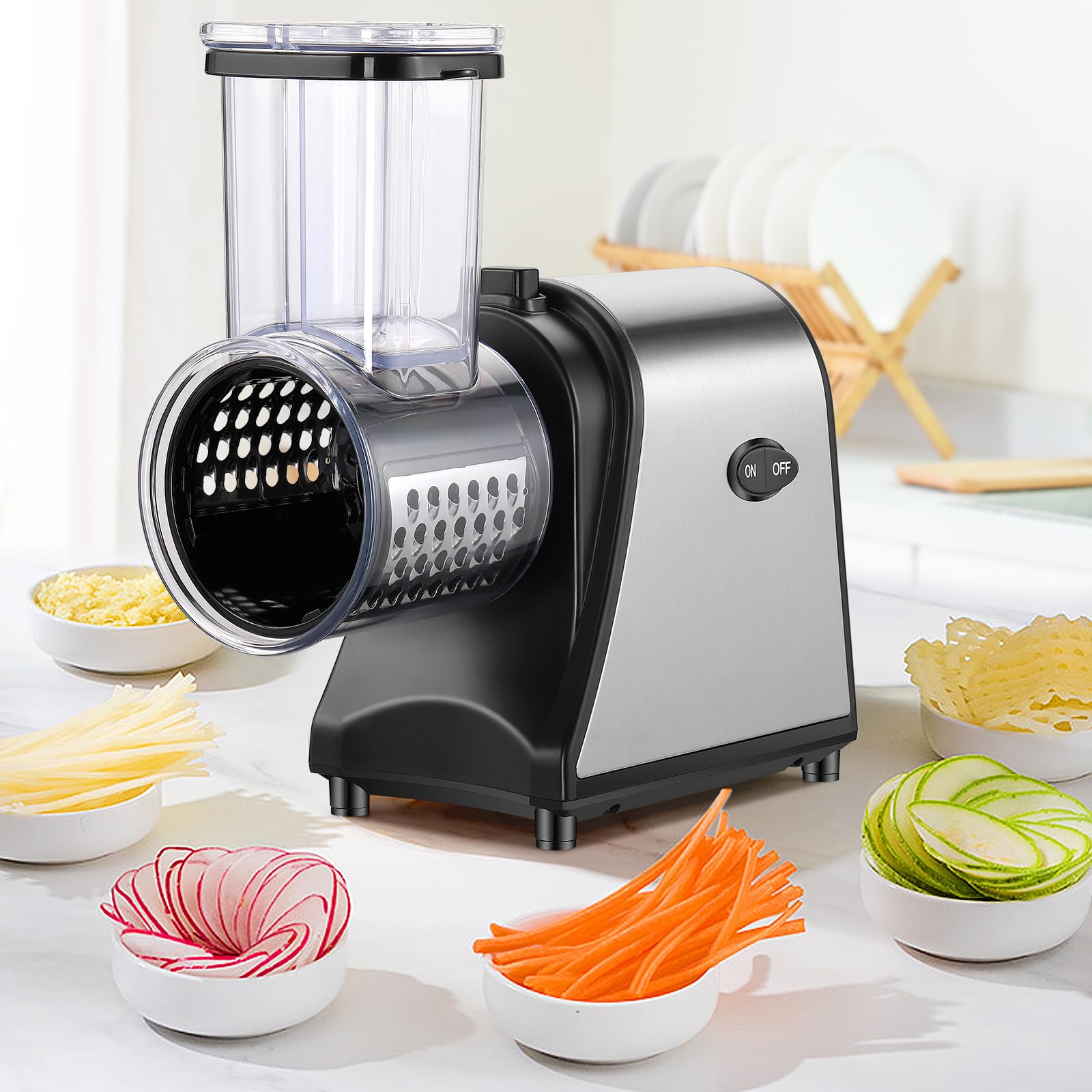 250W Electric Cheese Grater, Salad Maker for Home Kitchen Use, Cheese Grater Electric for Cheeses, Fruits, and Vegetables