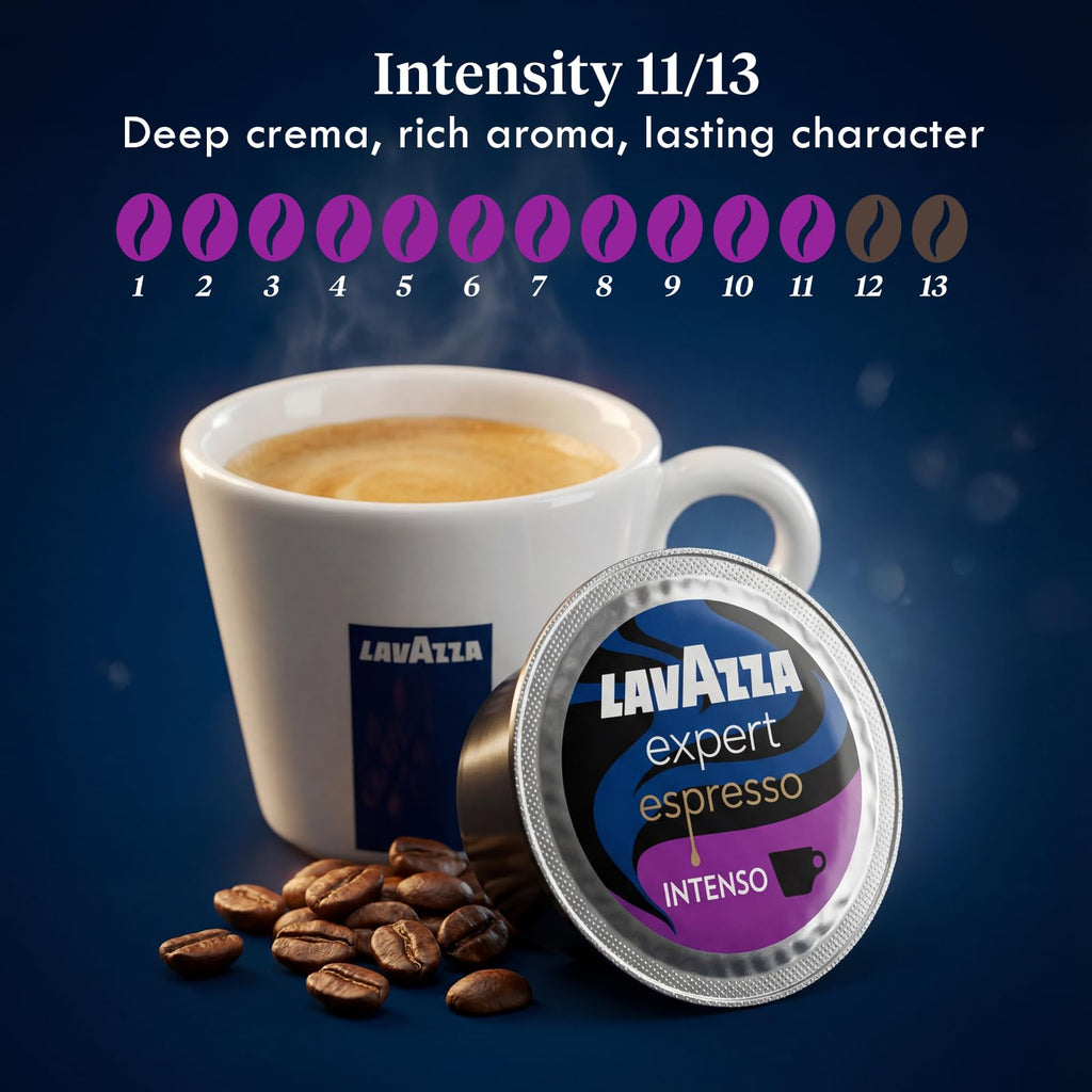 Lavazza Expert Espresso Intenso Capsules – 72 Count – Dark Roast Coffee Pods with Arabica & Robusta Blend – Bold Flavor & Rich Crema – Compatible with Lavazza Classy Machines