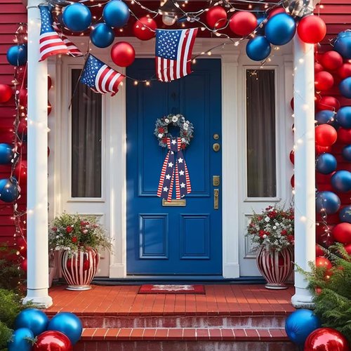 ABTOLS Patriotic Wreath Sash - Red & White Stripe Satin Ribbon for 4th of July Decor | 56'' x 4.5''