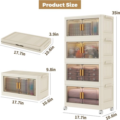 28 Qt Plastic Storage Bins - Stackable Organizer with Lid & Wheels | 4-Pack for Home Organization