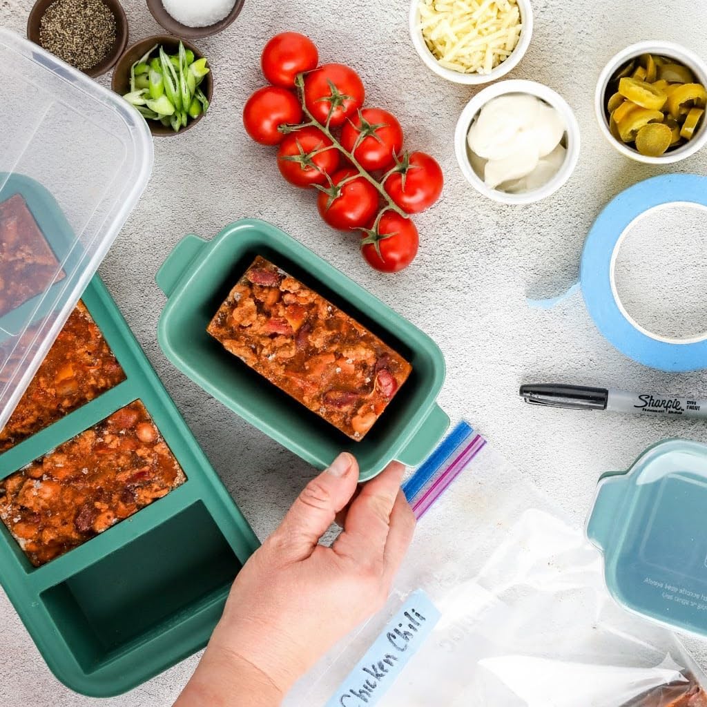 Souper Cubes Stoneware 2.0 Baking Dishes - Premium Mini Ceramic Oven Dishes with Silicone Covers, Set of 4 - Kale