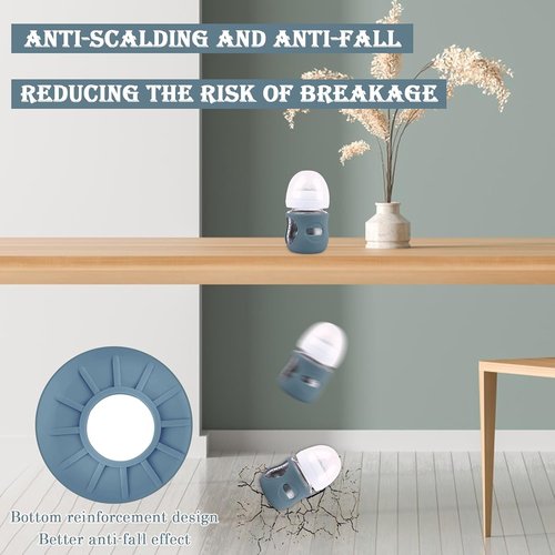 Avent | 3-Pack Silicone Sleeves for Glass Baby Bottles - Anti-Breakage Protection | 4 oz (Grey, Dark Blue, Apricot)