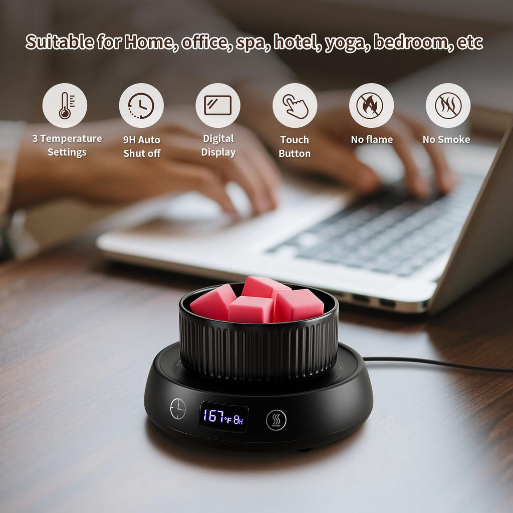 Lyty Wax Melt Warmer 3-in-1 Candle Warmer with Timer, Electric Scented Wax Melter Fragrance Wax Cube Burner for Home Bedroom Office, 8H Auto Shut Off 3 Temperature Setting (Black)