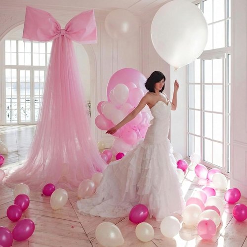 Canlierr Extra Large Pink Organza Bow - 39 x 59 Inch Tulle Decoration for Weddings & Parties