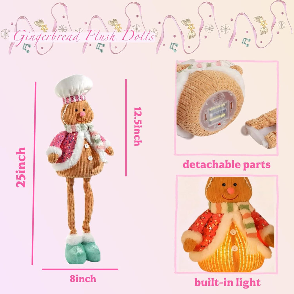 Pastel Gingerbread Christmas Decorations Set by [Brand Name] - 29" Lighted Indoor Gingerbread Man Figurines for Festive Home Decor