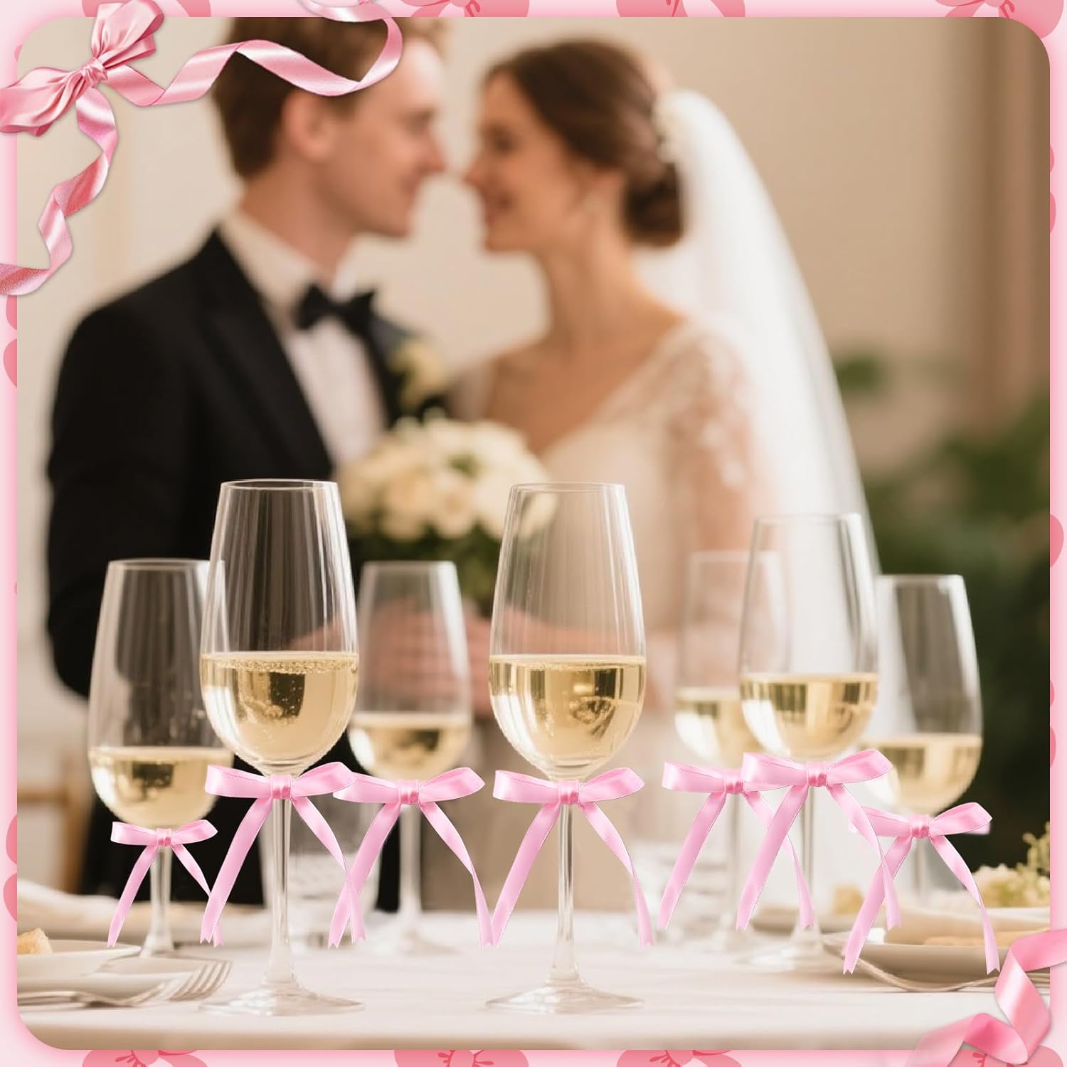 Tmtains 21Pcs Pink Bow Cake Toppers - Glitter Happy Birthday Sign & Cute Party Decorations