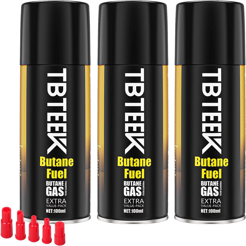 TBTeek Butane Refill - Ultra-Refined Lighter Fluid for Torch Lighters | 100ml Canister (3 Pack)