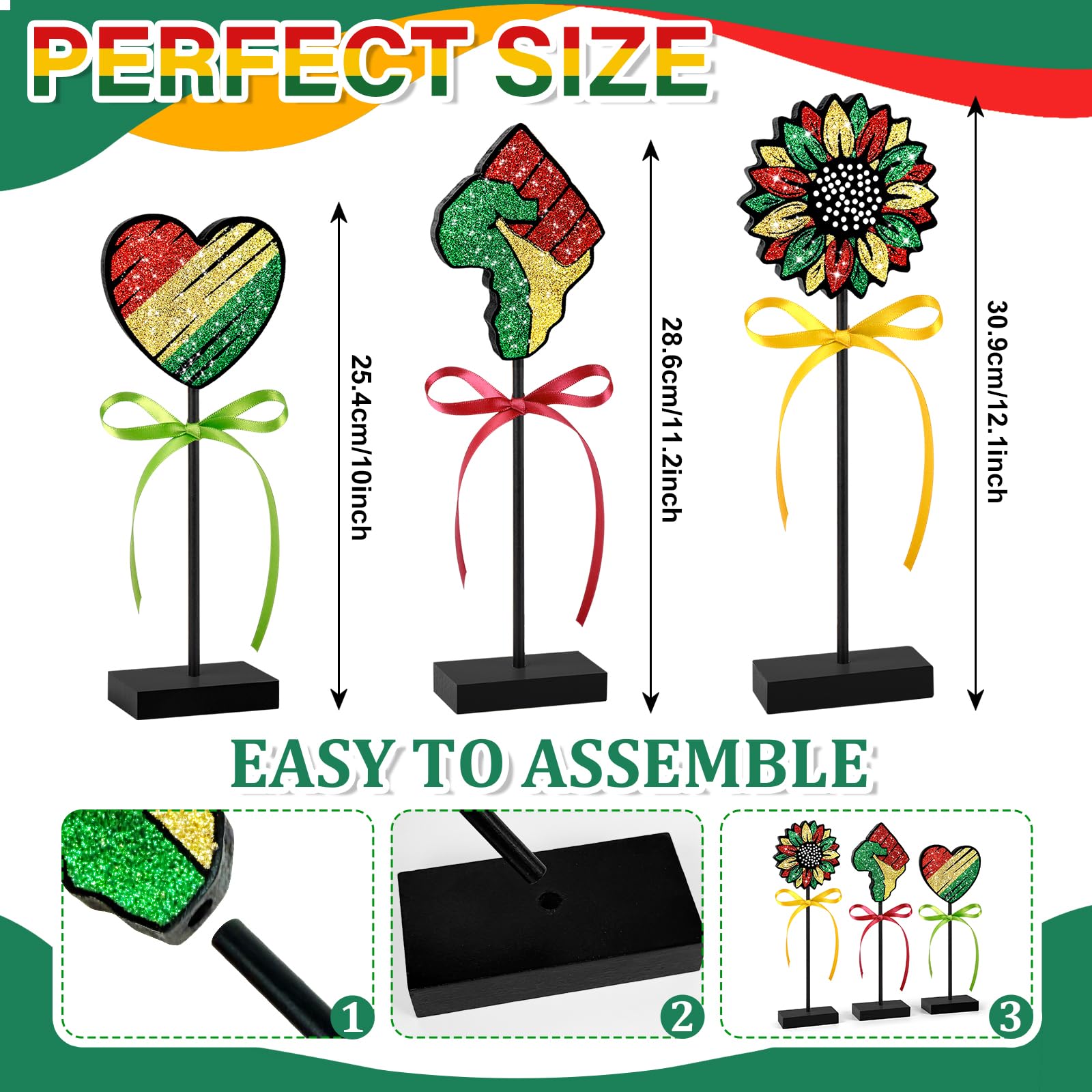 3 Pcs Juneteenth Tiered Tray Decor Wooden Signs Rustic 1865 Freedom Black American Juneteenth Table Decoration for African Home Kitchen (History.Shiny)
