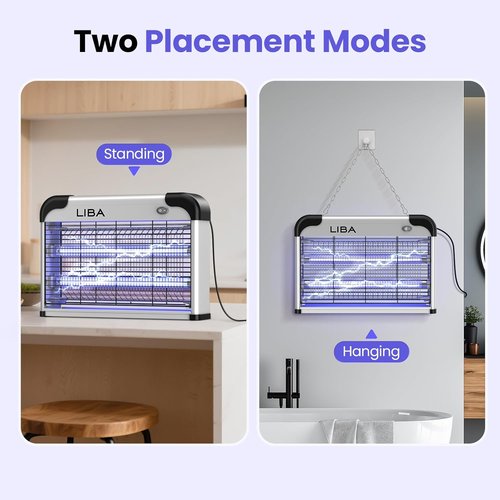 LiBa Electric Bug Zapper | Powerful 2800V Indoor Insect Killer - Includes 2 Extra Replacement Bulbs - Easy to Clean