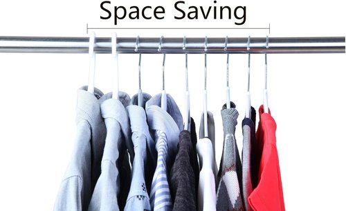 Finnhomy Heavy Duty Plastic Hangers - Non-Slip Pads & Space Saving Design | 50 Pack, White