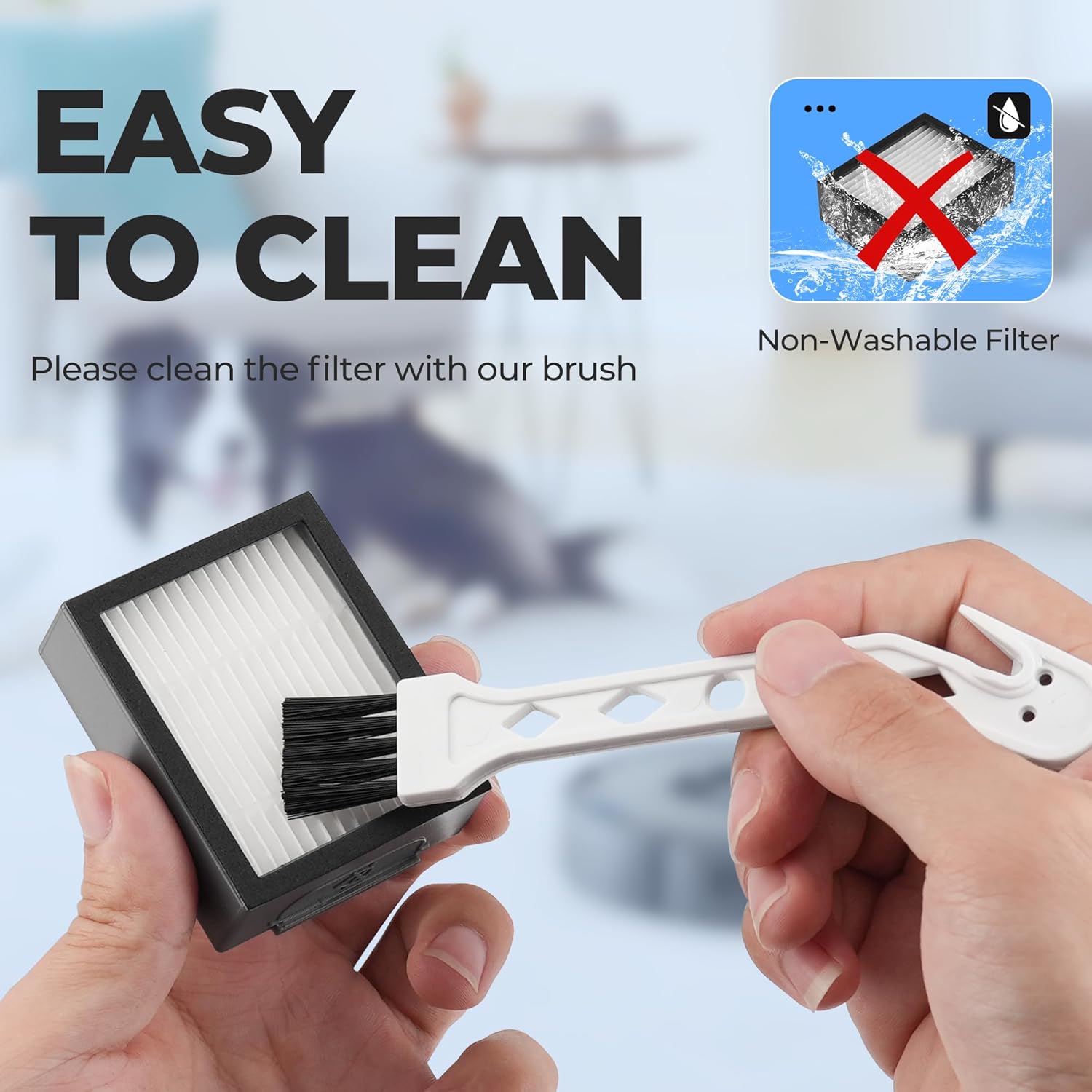 Roomba - High Efficiency Filter Replacement for E, I & J Series | 6 Pack + Cleaning Brush