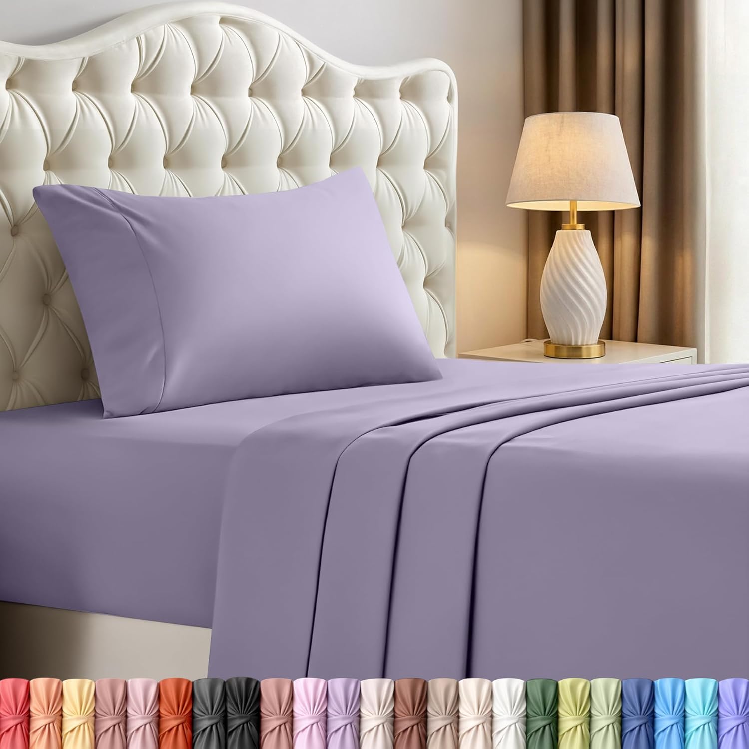 Utopia Bedding Twin Sheet Set - Soft & Breathable Microfiber, 3-Piece Bed Sheets, Oeko-Tex Certified (Lavender)