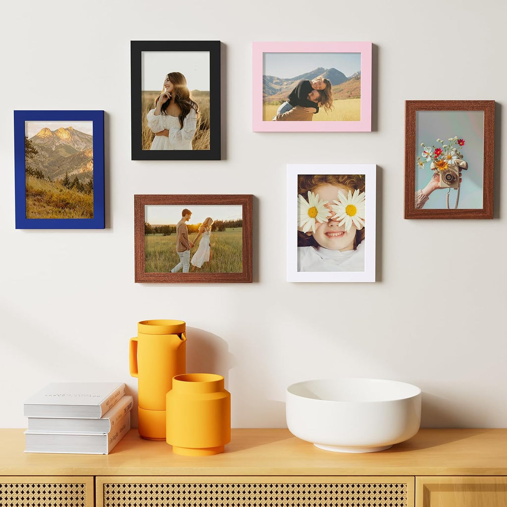 Vittanly 5x7 Picture Frame - Solid Wood & Shatterproof Plexiglass | Black Photo Frame for Wall or Tabletop Display