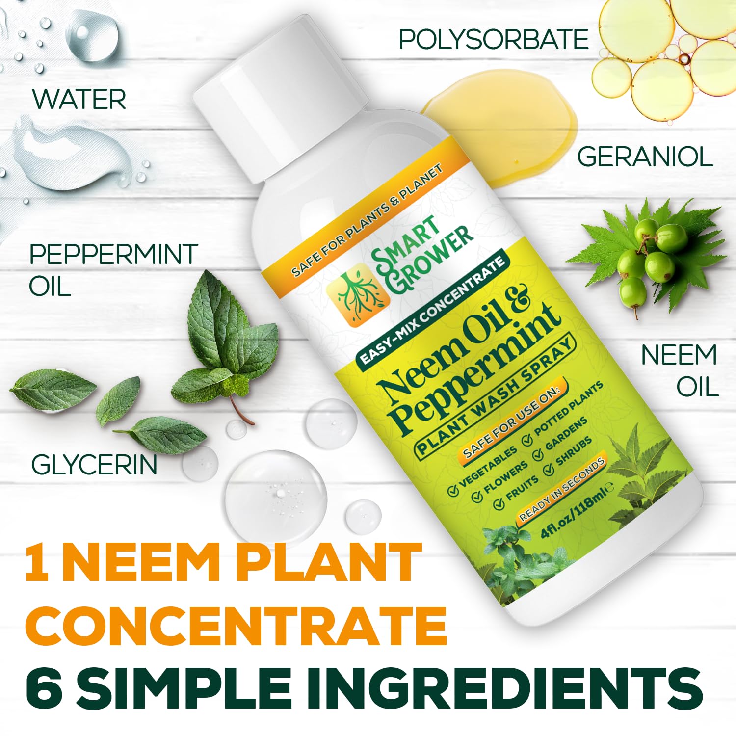 Neem Oil Spray for Plants by [Brand Name] - Peppermint Oil Formula for Indoor & Outdoor Use | 4 oz Concentrate Makes 1/2 Gallon RTU