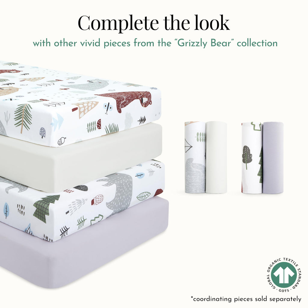 Evolur Grizzly Bear 3 Piece Toddler Bedding Set, Super Soft and Breathable Toddler Bedding, Machine Washable, Includes Fitted Sheet, Comforter and Pillow Case