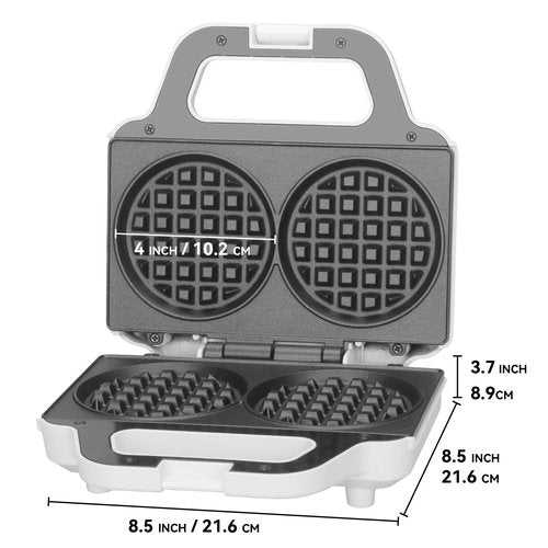 SugarWhisk 4 Inch Double Mini Waffle Maker Machine, Chaffle Maker, Waflera Electrica, Small Waffle Iron for Waffles, Keto Chaffles, Hash Browns, Cookies, Non-stick Plates