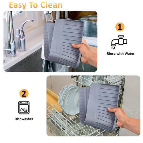 AyNirser Sink Edge Protector with Suction Cup 14" 20" 24" 30", Silicone Sink Splash Guard for Kitchen & Bathroom, Protect Countertop from Scratches, Stains, for Stainless Steel Granite Quartz-Grey