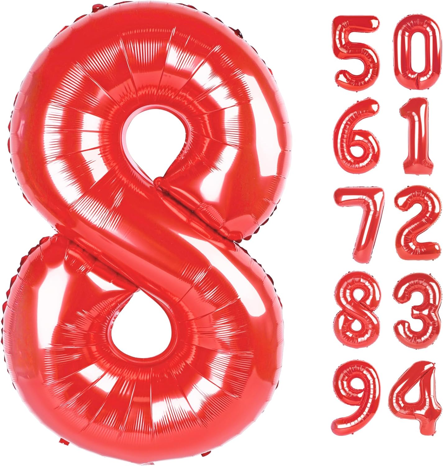 Red 8 Balloon - 40 Inch Number Balloon for Birthday Celebrations | Perfect for 8th Party Decor