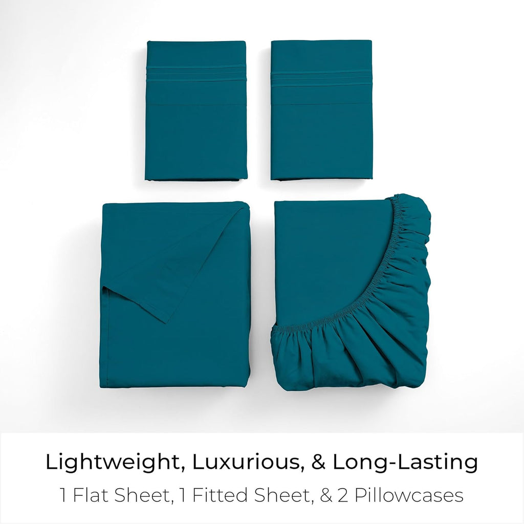 Mellanni Full Sheets Set - Iconic Collection Luxury Bedding | Extra Soft, Cooling, Wrinkle-Resistant (Teal)