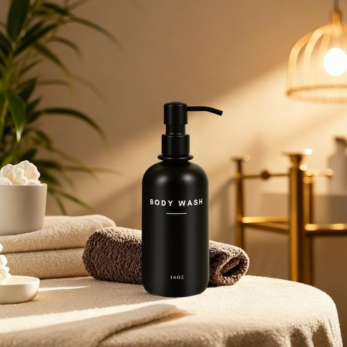 Set of 3 Shampoo and Conditioner Dispenser Stainless Steel Pump Head - 16oz Durable Shower Soap Dispenser and Shampoo Bottles - Easy to Refill Bathroom soap Dispenser Set Bathroom Decor with Labels