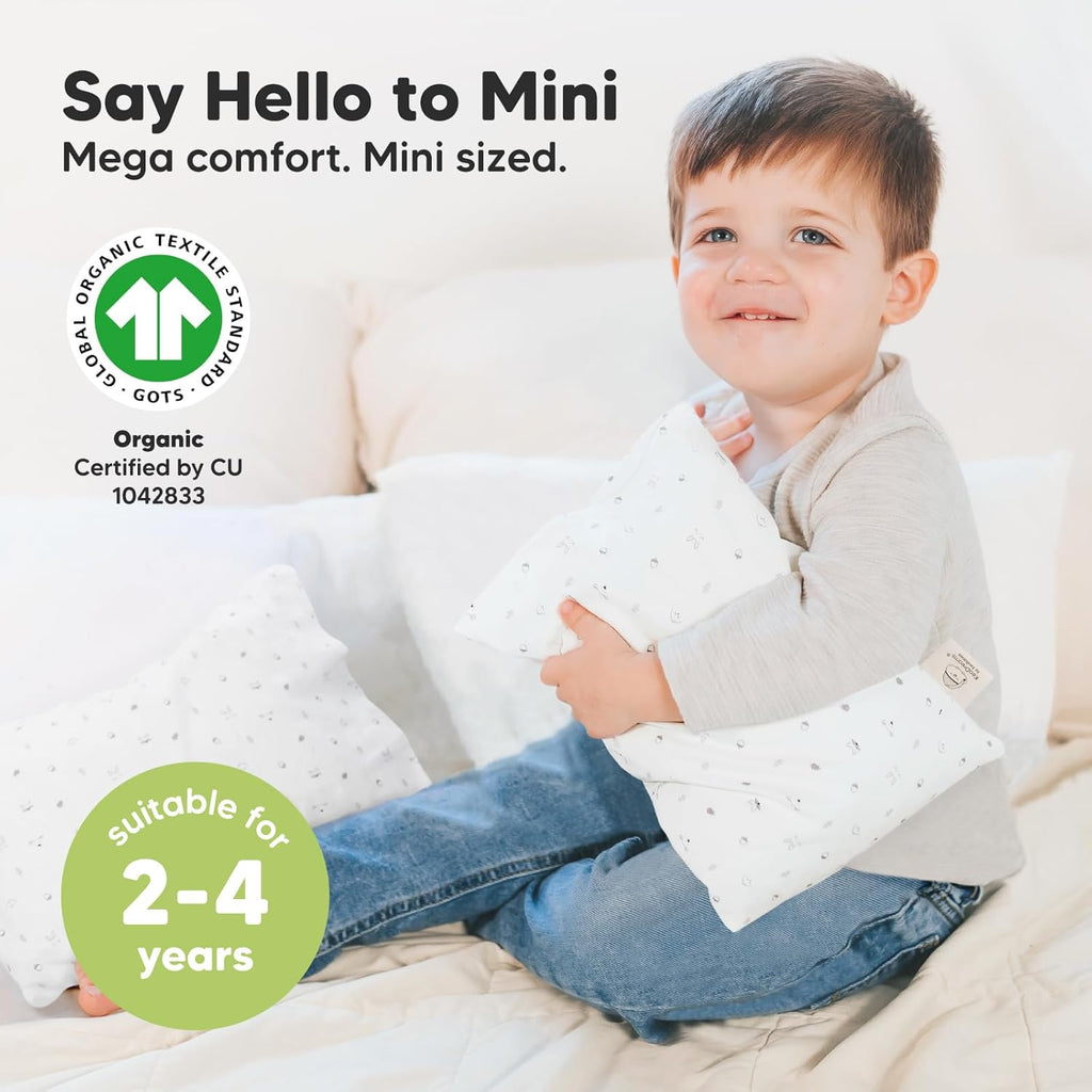 My Little Dreamy Mini Toddler Pillow - Soft Organic Cotton Travel Pillow with Pillowcase, 9x13 (Acorn)
