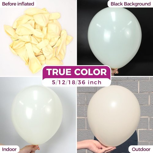 Bezente Beige Latex Balloons - 100 Pack 12-Inch Round Helium Balloons for Weddings & Parties